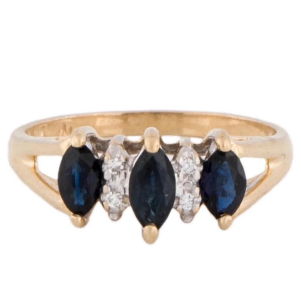 14 karat gold, sapphire and diamond ring size 7